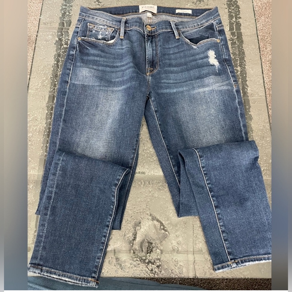 Frame Denim Womens Blue Le Garçon Skinny Jeans Size 27‎